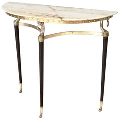 Demilune Console Table with Portuguese Pink Marble Top, Italy, 1950s