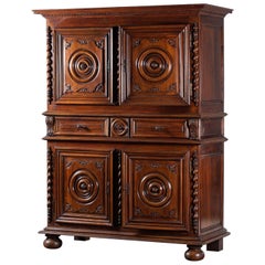 Antique French Louis XIII Walnut Cabinet Armoire circa 1770 of Grand Scale