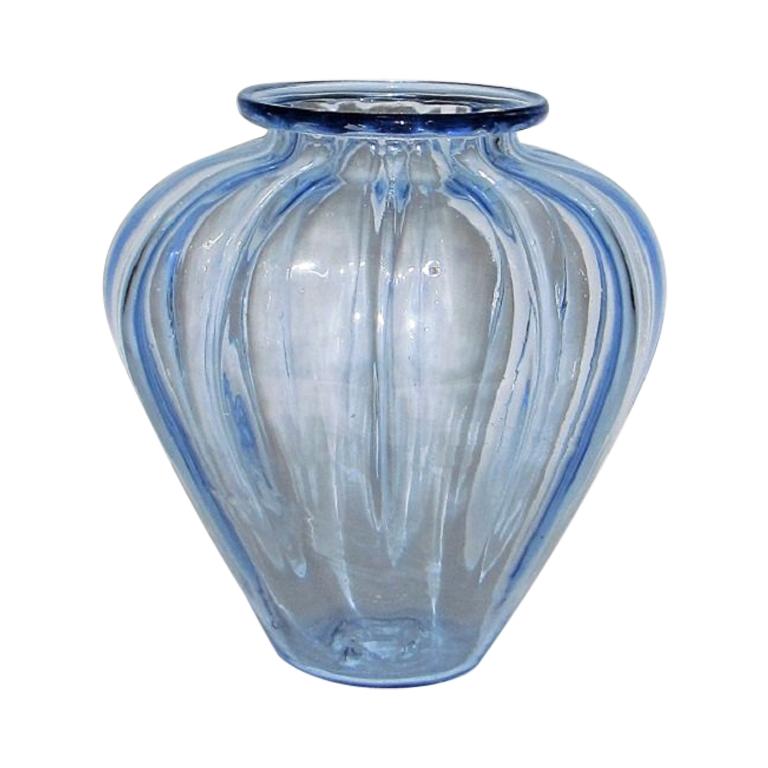   Venini "Costolato" Ribbed Vases Attributed to Napoleone Martinuzzi, Pair