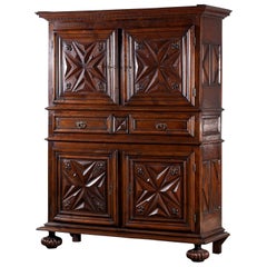 Antique French Louis XIII Style Walnut Armoire Cabinet, circa 1800
