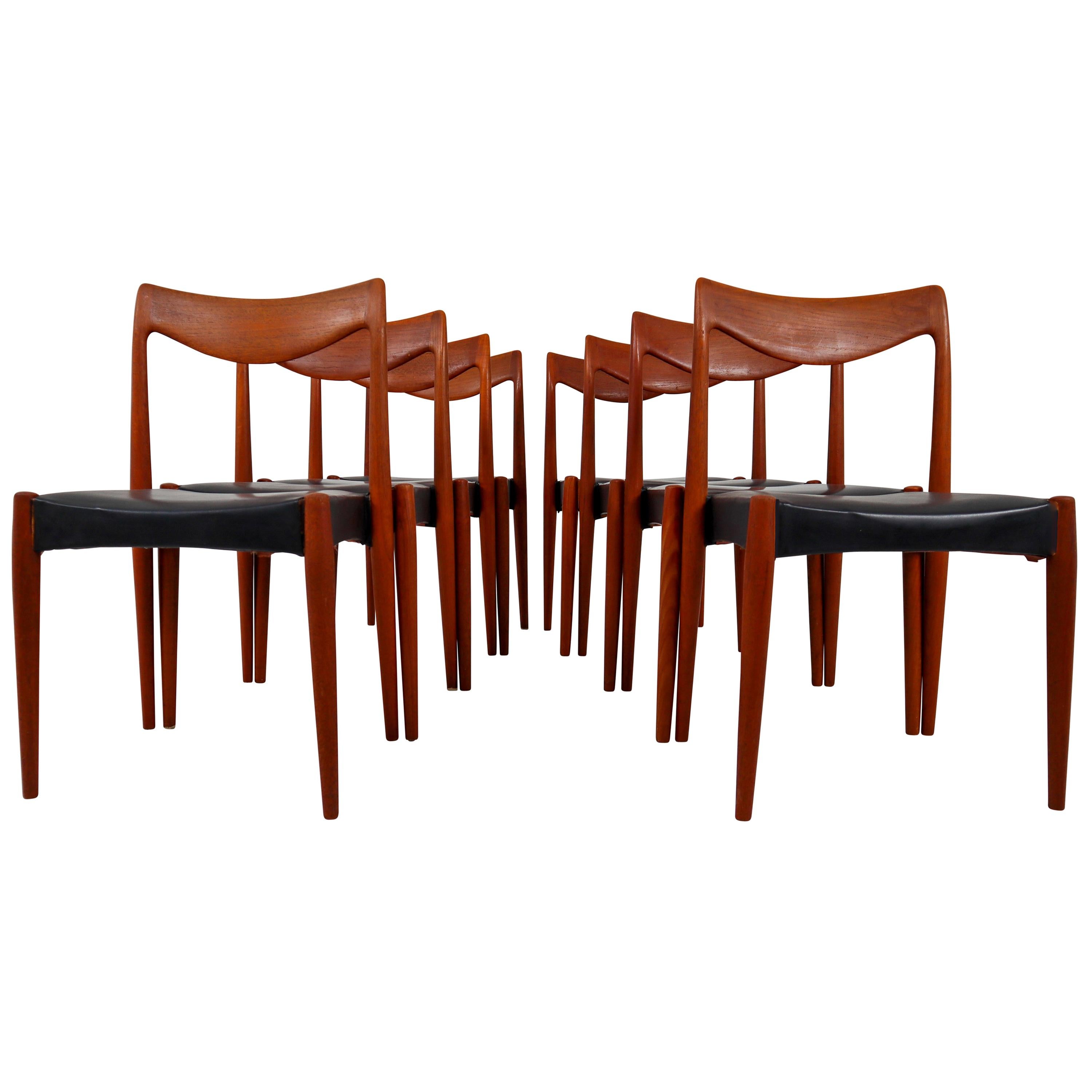 Set of Eight Teak "Bambi" Chairs by Rolf Rastad & Adolf Relling, Norway, 1960