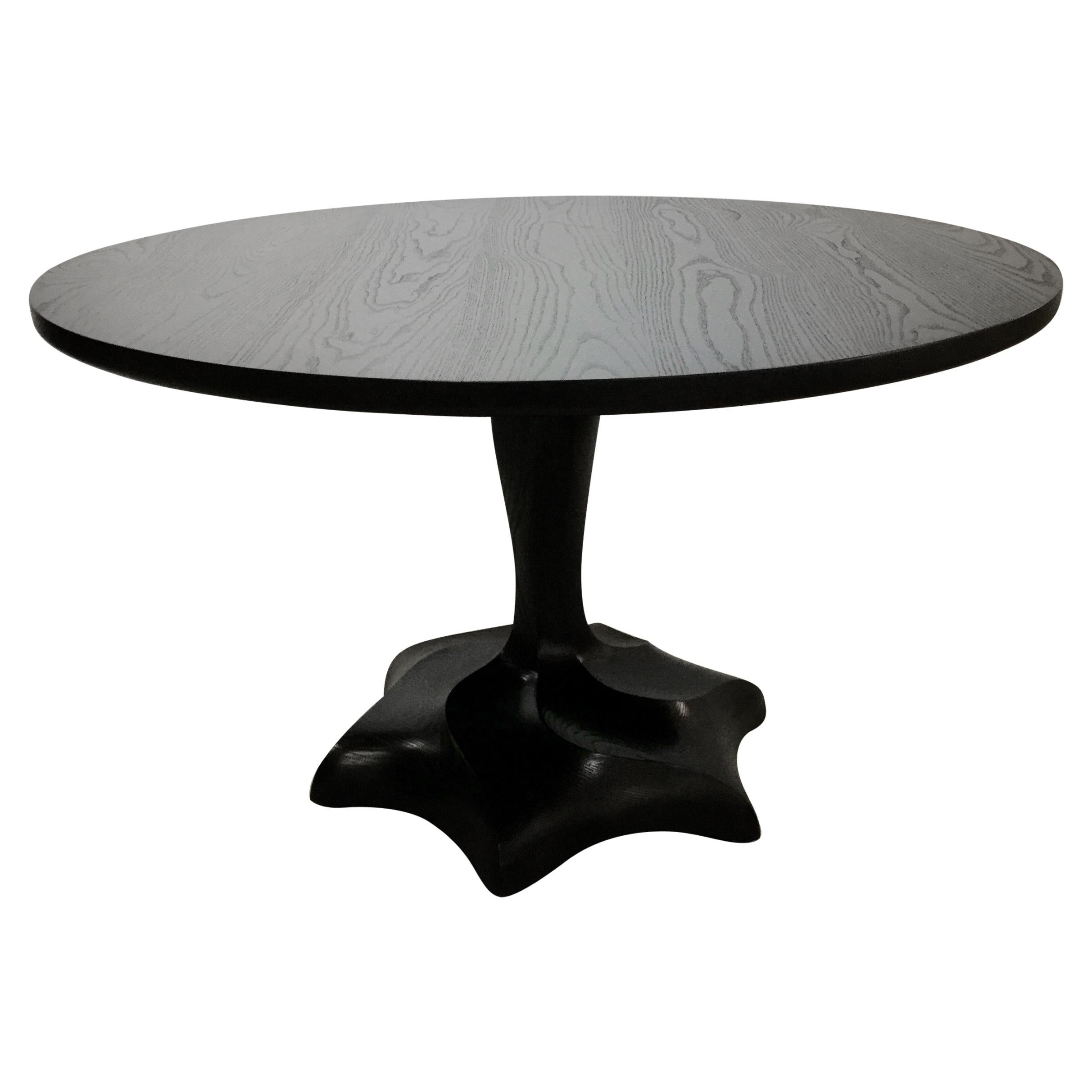 Hand Carved and Ebonized Center / Dining Table, Caleb Woodard, 2018