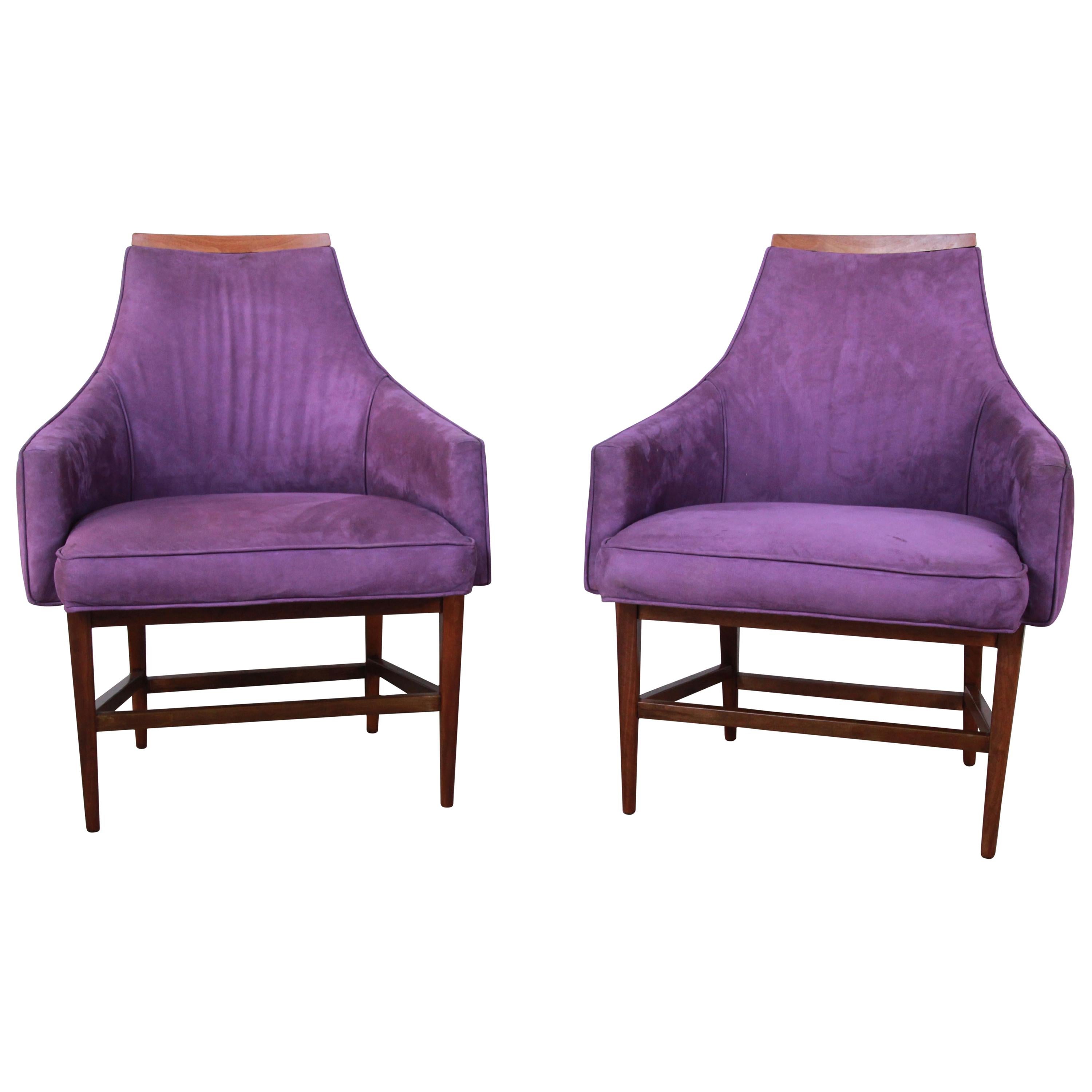 Kipp Stewart for Directional Mid-Century Modern Lounge Chairs, Pair