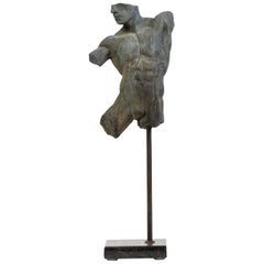 Iron Relic, Classical Male Nude Torso Fragment Sculpted in Bronze