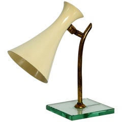 Mid-Century Modern Metal Table Lamp with Glass Base by Fontana Arte, Italy