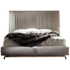 'Giorgio Collection' Upholstered King Size Bed Pleated Quilted Velvet Headboard