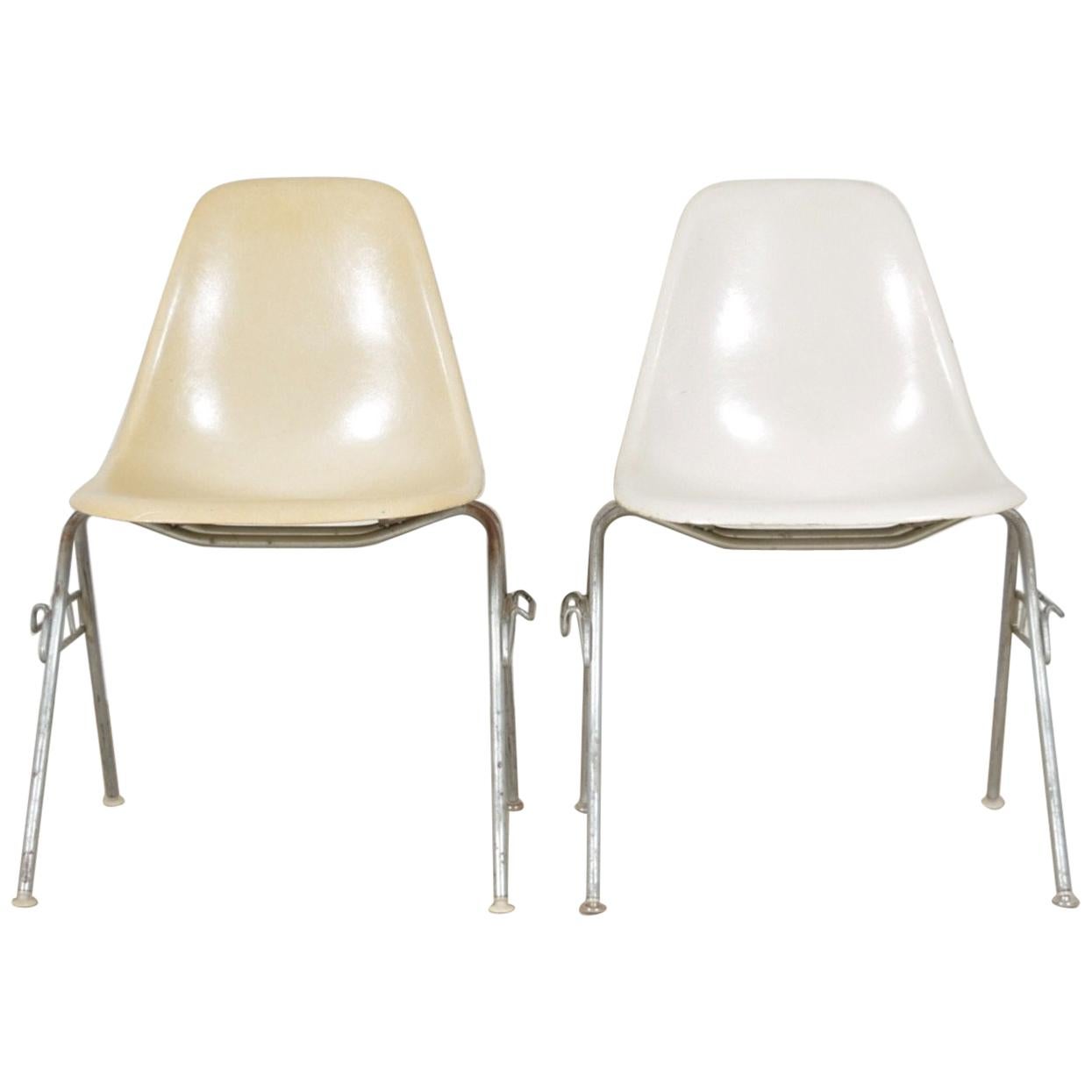 Pair of Vintage Mid Century Eames for Herman Miller DSS Fiberglass Shell Chairs For Sale