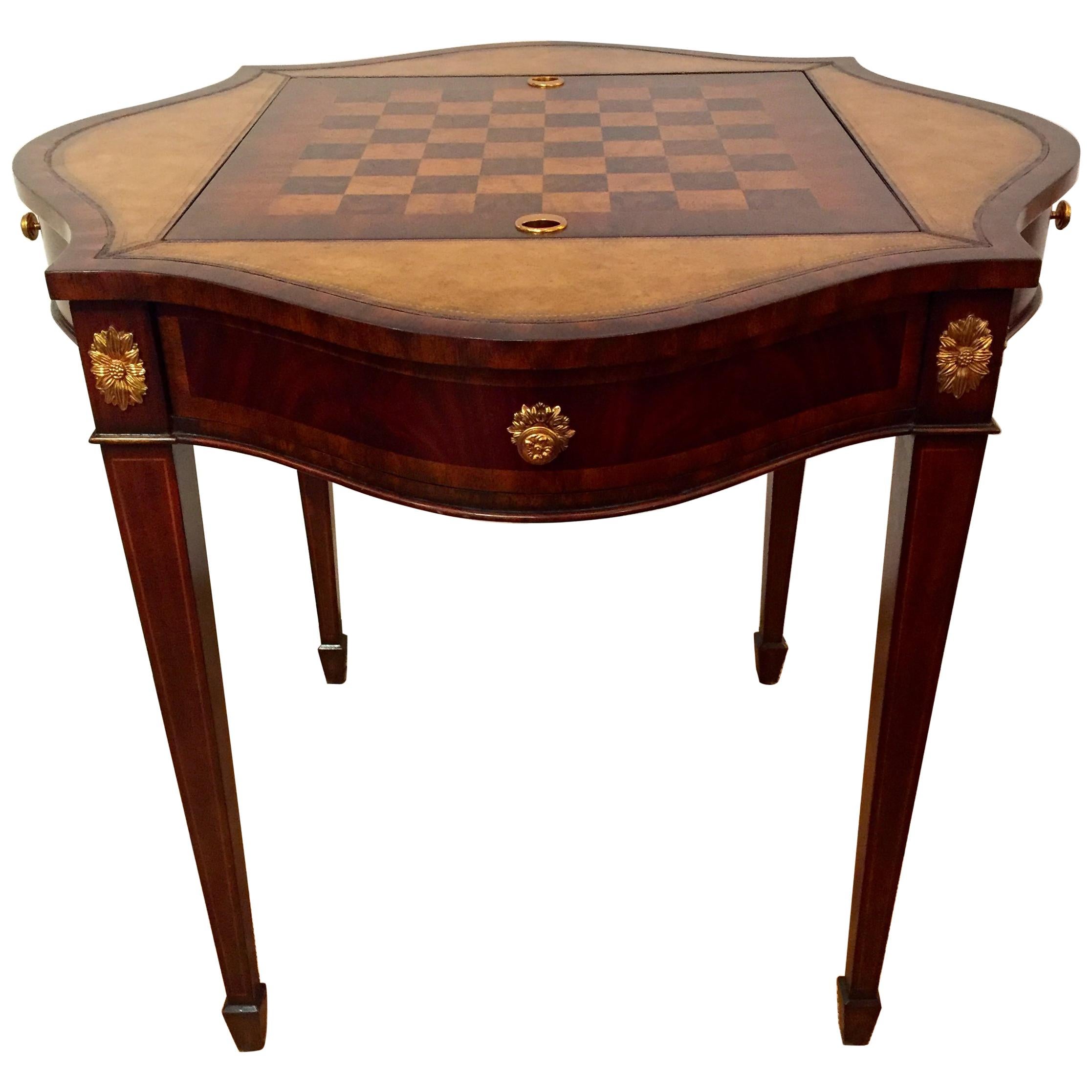 Versatile Two Sided Mahogany & Leather Game Table by Maitland Smith