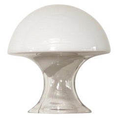 Midcentury Italian Gino Vistosi White Murano Glass Mushroom Table Lamp, 1970s