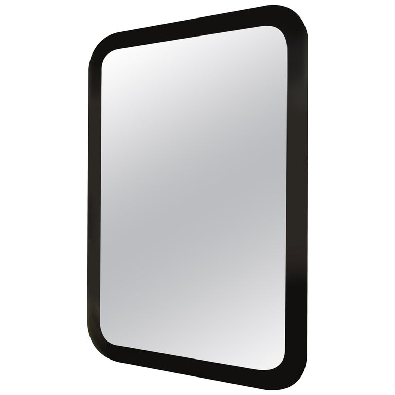 Decorative Contemporary Beveled Edge Black Glass Mirror