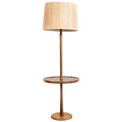 Retro Midcentury Jane and Gordon Martz Marshall Studios Walnut Floor Lamp with Table