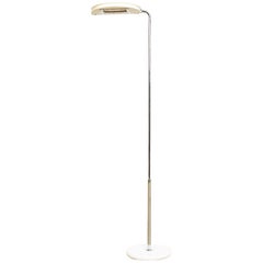 1970s Italian Modern Bruno Gecchelin Mezzaluna White Floor Lamp