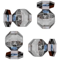Midcentury Motoko Ishii Sconces Wall Lights, Chrome-plated and Tinted Glasses