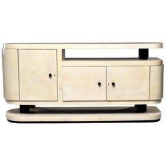 Vintage Midcentury Italian Vellum Covered Sideboard