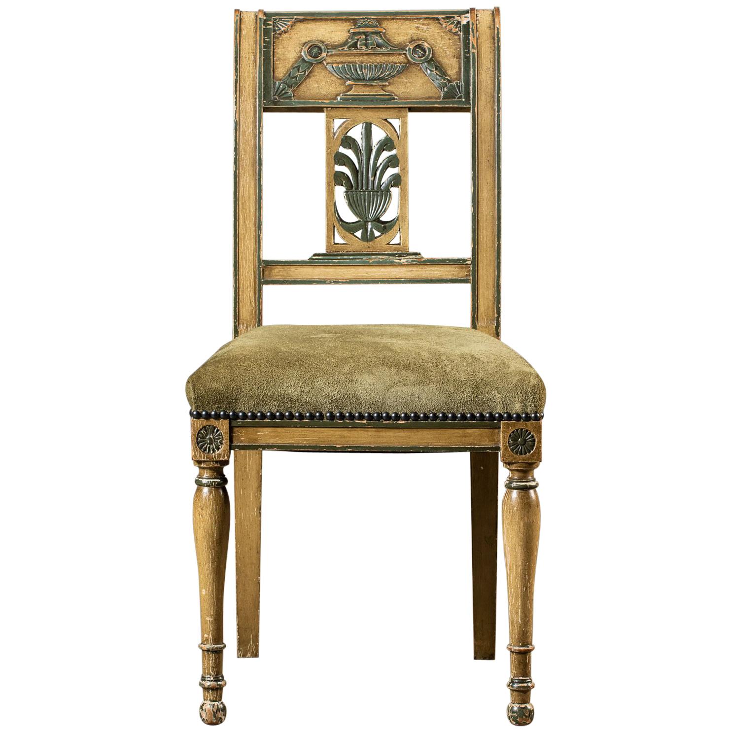 Directoire Empire Style Antique French Painted Chair, circa 1850