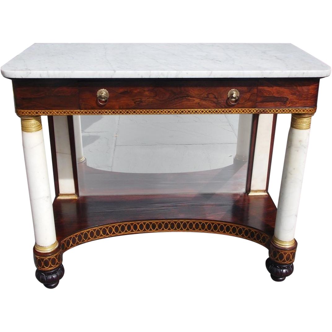 American Kingswood Ormolu Marble and Gilt Stenciled Console,  Meeks, NY. C. 1815