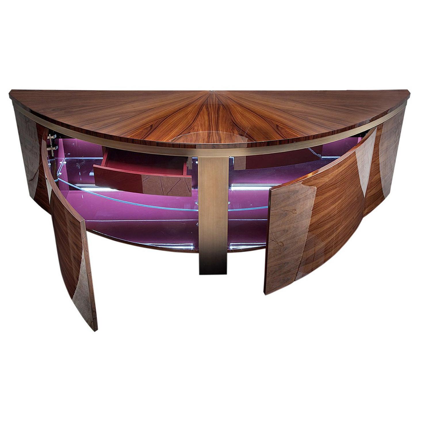 Hand-Crafted 'Giorgio Collection' Brazilian Rosewood Curve High Gloss Buffet Sideboard For Sale