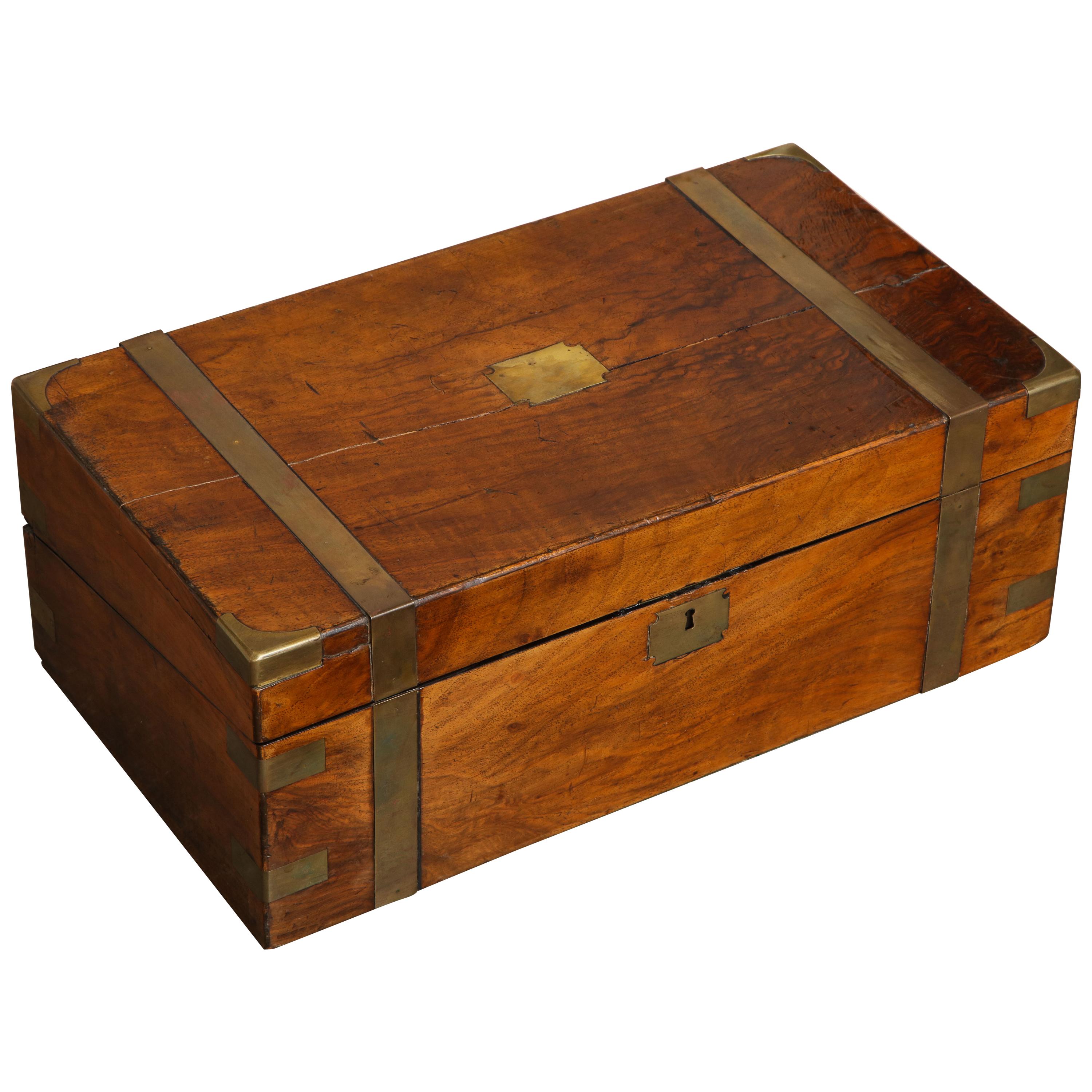 19th Century English Mahogany Campaign Writing Box