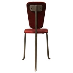 Rare 1960s Tripod Side Chair in Original Red Leatherette
