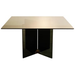 Vintage Glass and Brass Table by Gallotti & Radice