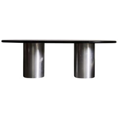 Brushed Steel and Lacquered Desk, circa 1970, Italy
