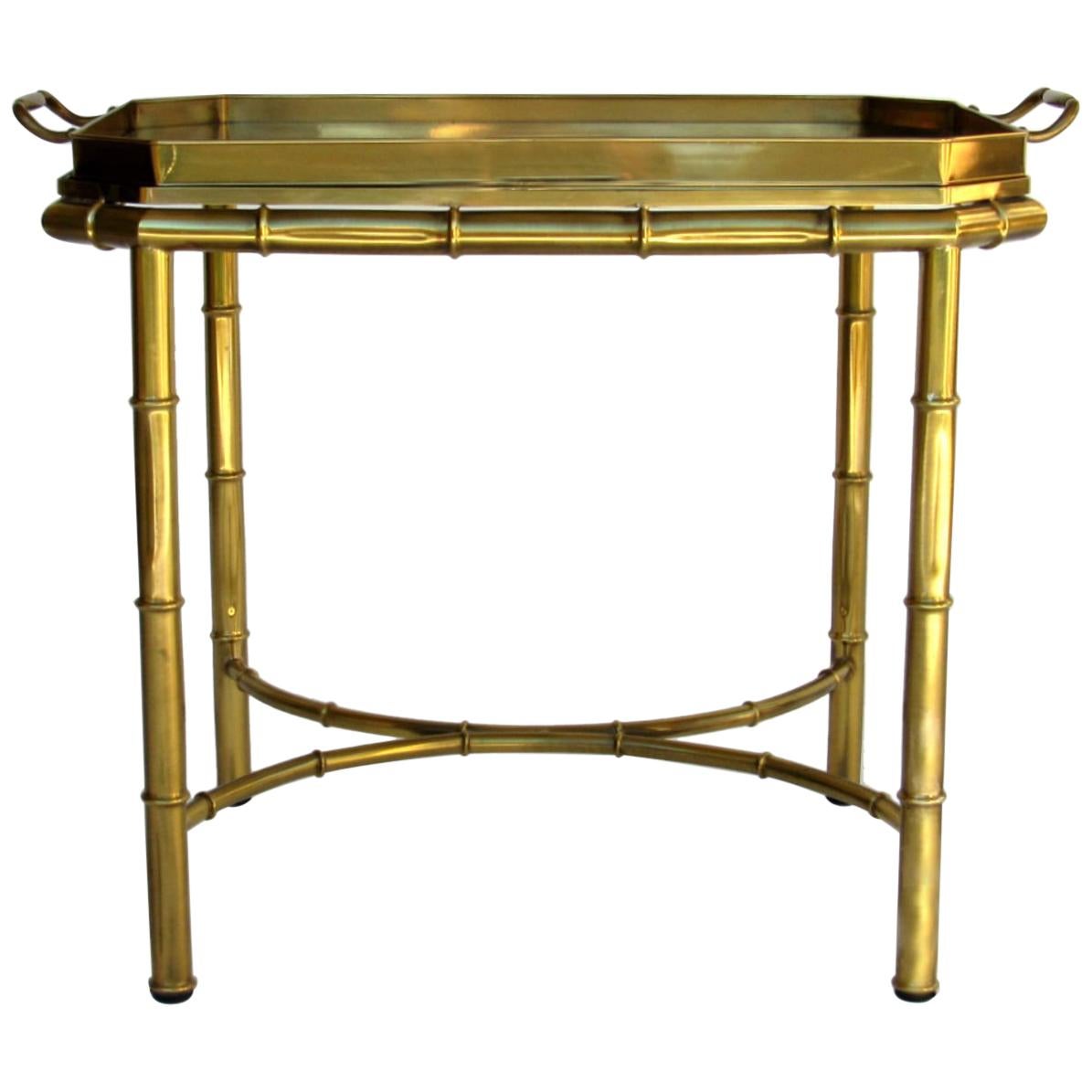 Mastercraft Bamboo Tray Table in Antique Brass, USA, 1960s-1970s