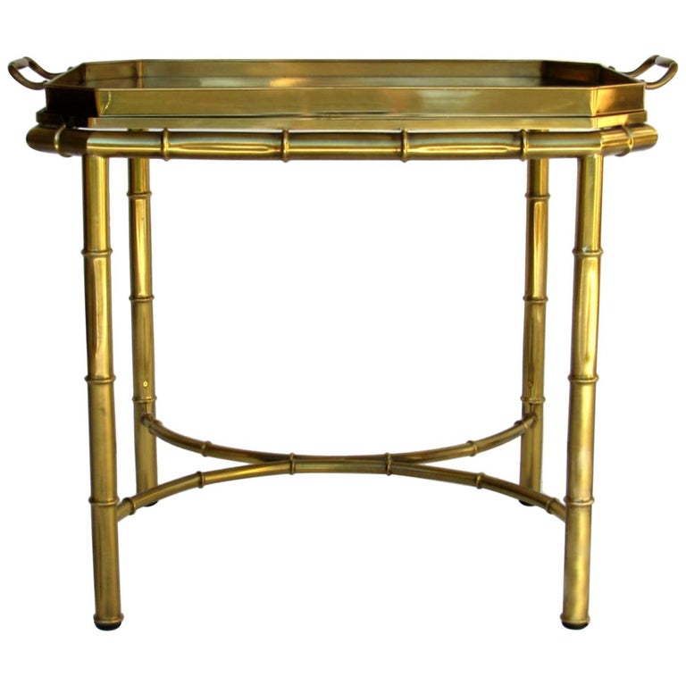Mastercraft Bamboo Tray Table in Antique Brass, USA, 1960s1970s at 1stDibs