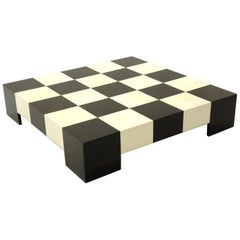 Checkerboard Coffee Table by Milo Baughman Black and White, Signed Thayer Coggin