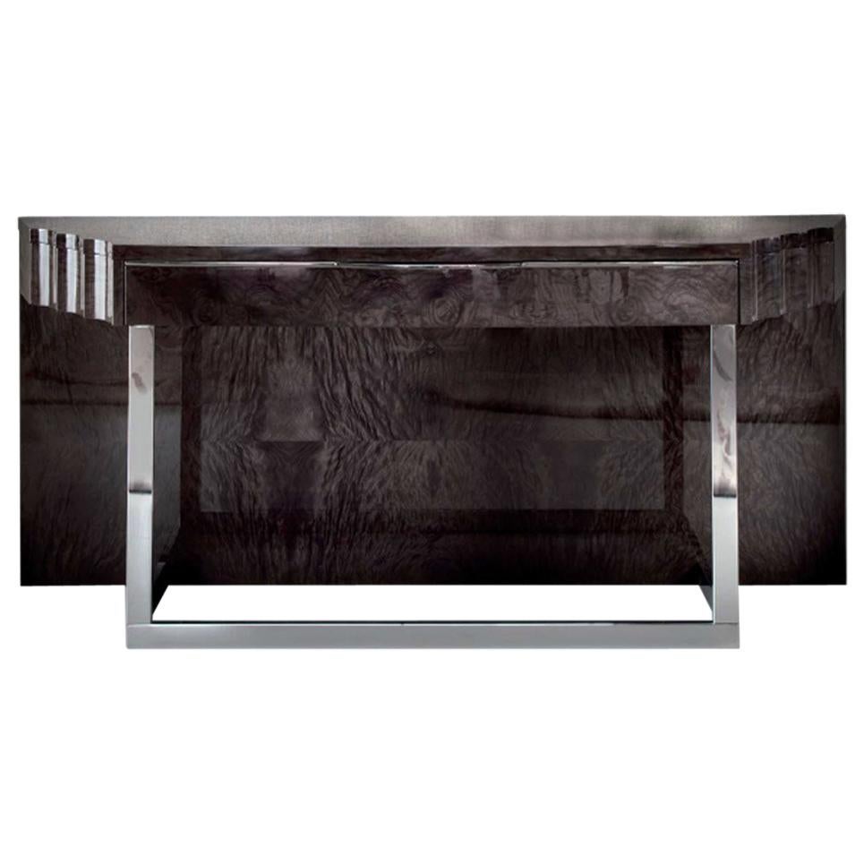 'Giorgio Collection' Japanese Tamo Wood, High Gloss Art Deco Style Console Table For Sale