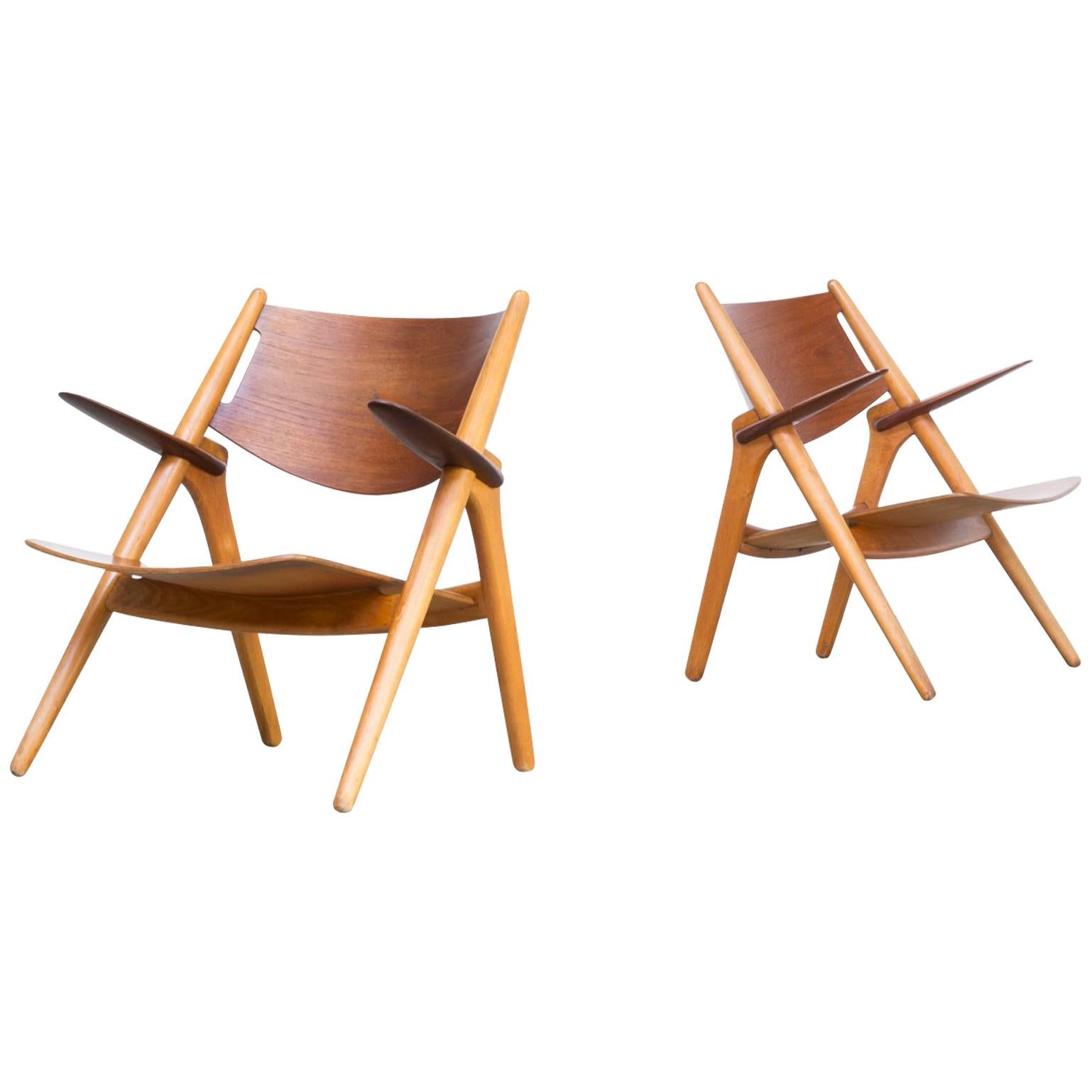 1950s Hans Wegner ‘Ch28t’ Fauteuil for Carl Hansen & Søn Set of Two For Sale