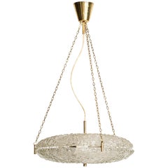Carl Fagerlund Ceiling Lamp in Brass and Glass by Orrefors in Sweden