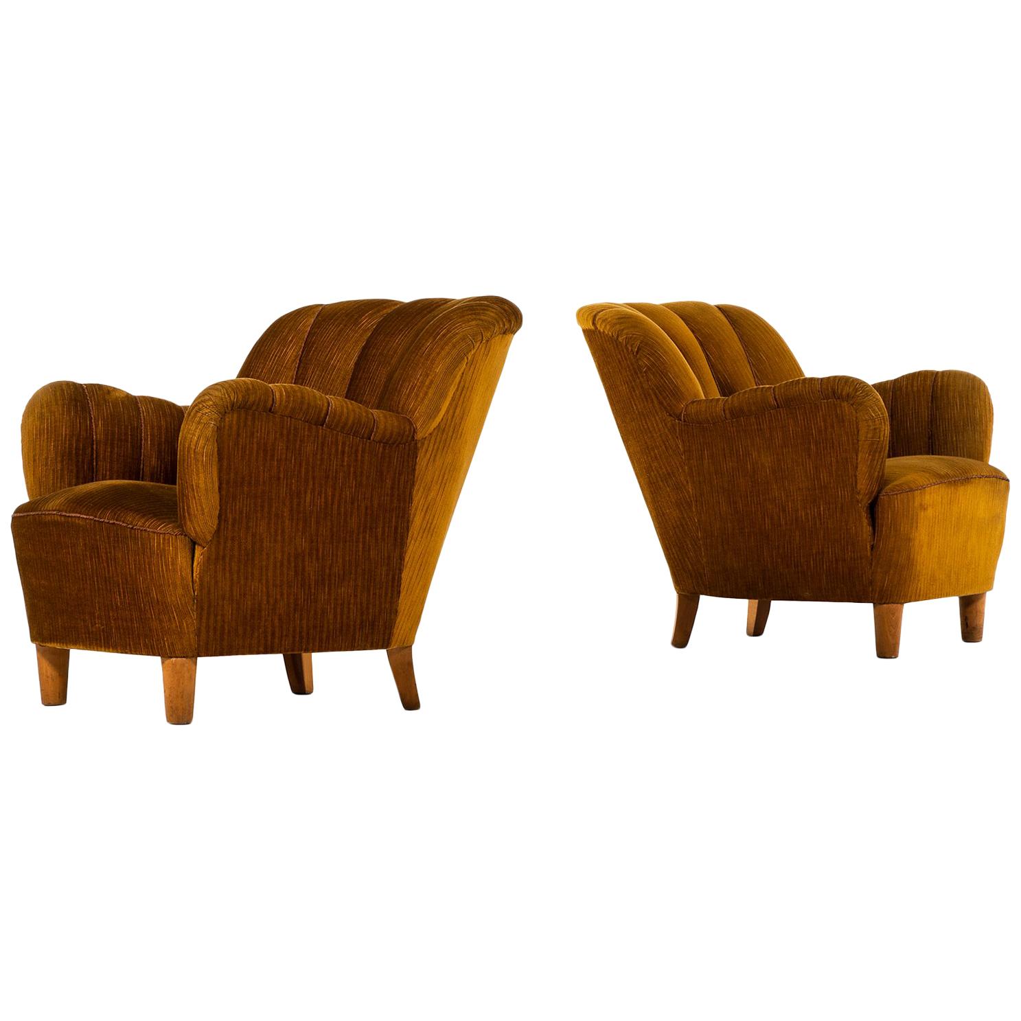 Pair of Easy Chairs Attributed to Otto Schulz and Produced in Sweden