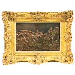Giltwood Framed Copper Plate Nuremberg City View Vintage, 1920s
