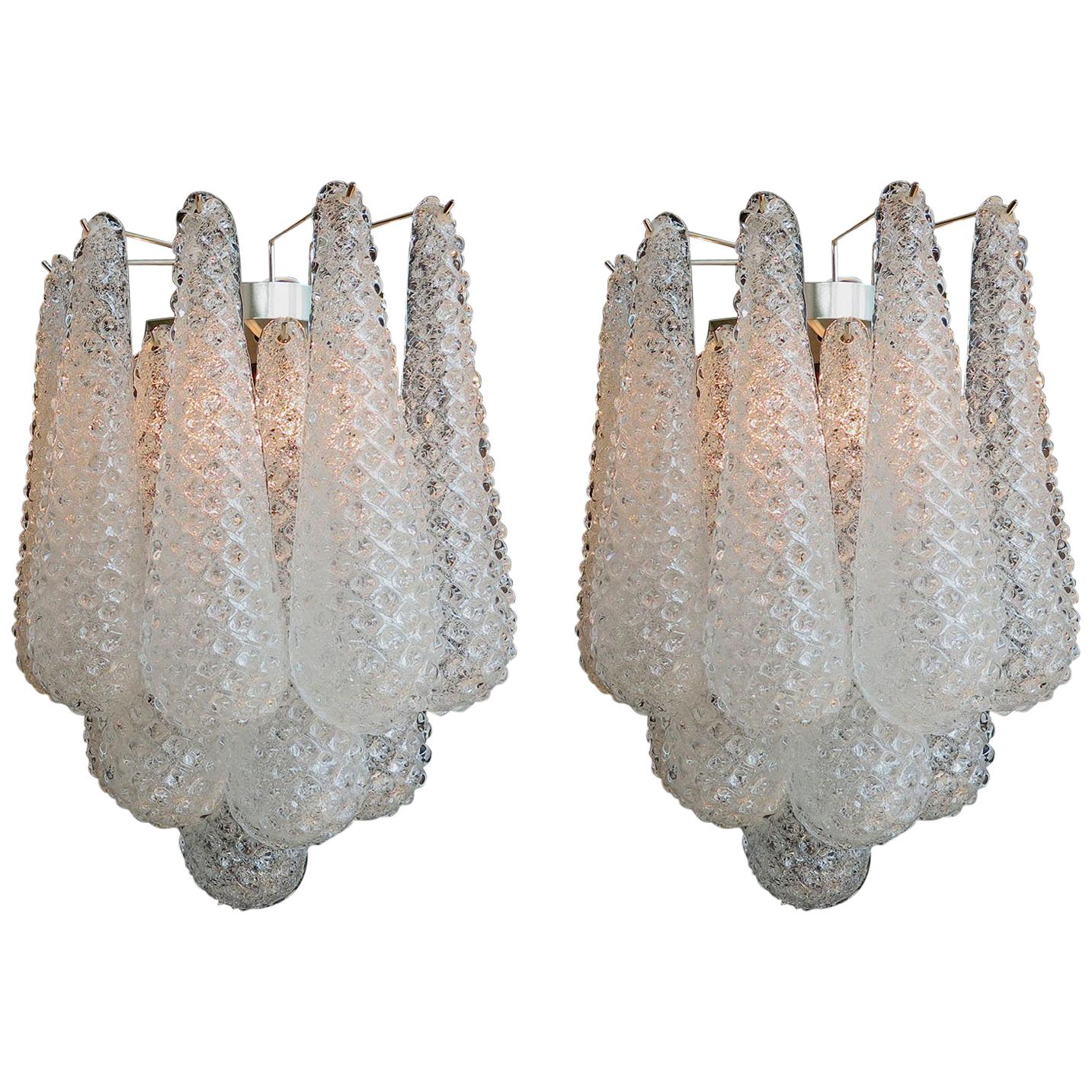 Pair of Italian Wall Sconces, Murano, 1970s