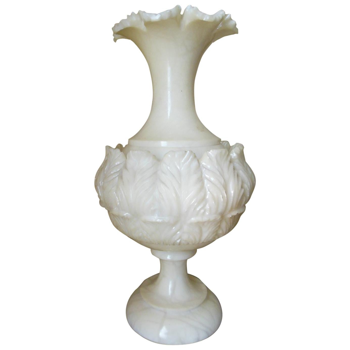 Art Deco Alabaster White Table Lamp, Italy, First Half of The 20th Century