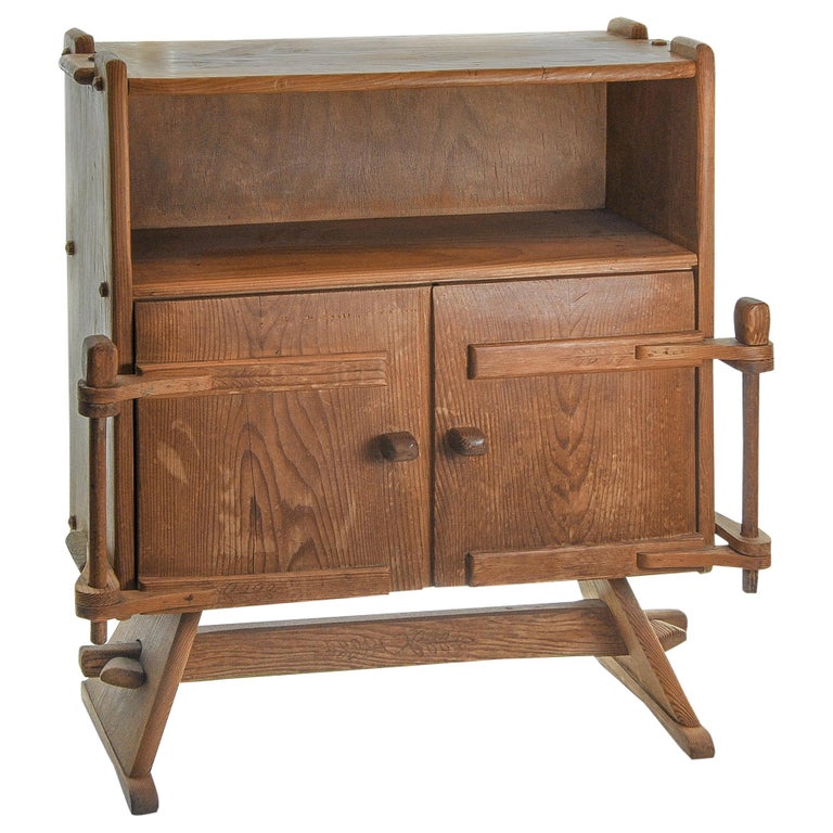 Important Swiss Alpine Folk Art Made of Solid Pine Wood For