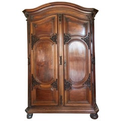 Antique 17th Century French Hand Carved Louis XIV Period Walnut Bordelaise Armoire