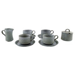 Bing & Grondahl Number 305, Set of 4 Tea Cups with Saucers, a Jug and Sugar Bowl