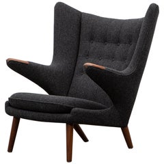 Vintage 1950s Grey "Papa Bear" Lounge Chair by Hans Wegner