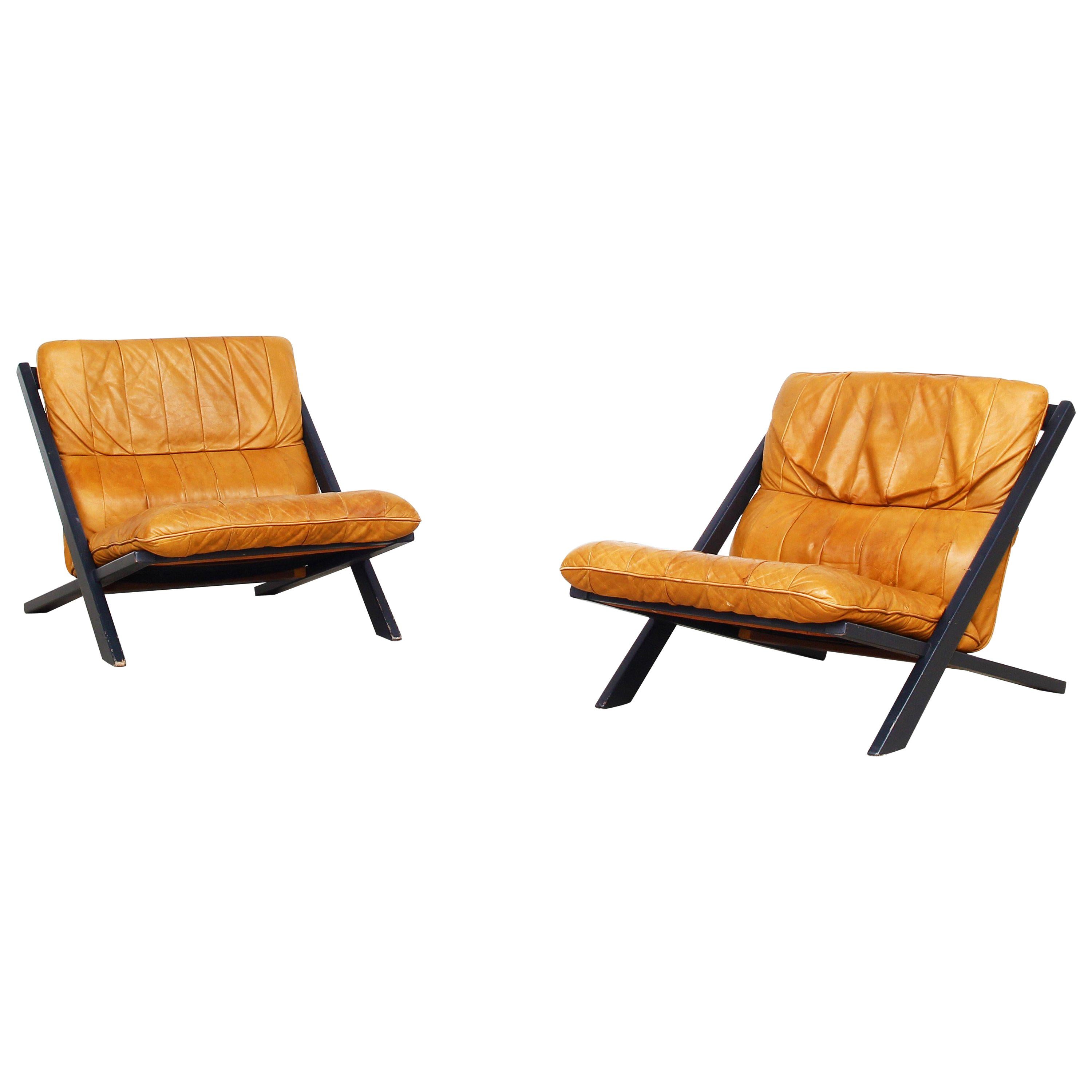 Pair of Lounge Chairs for De Sede by Ueli Berger, 1970s, Switzerland