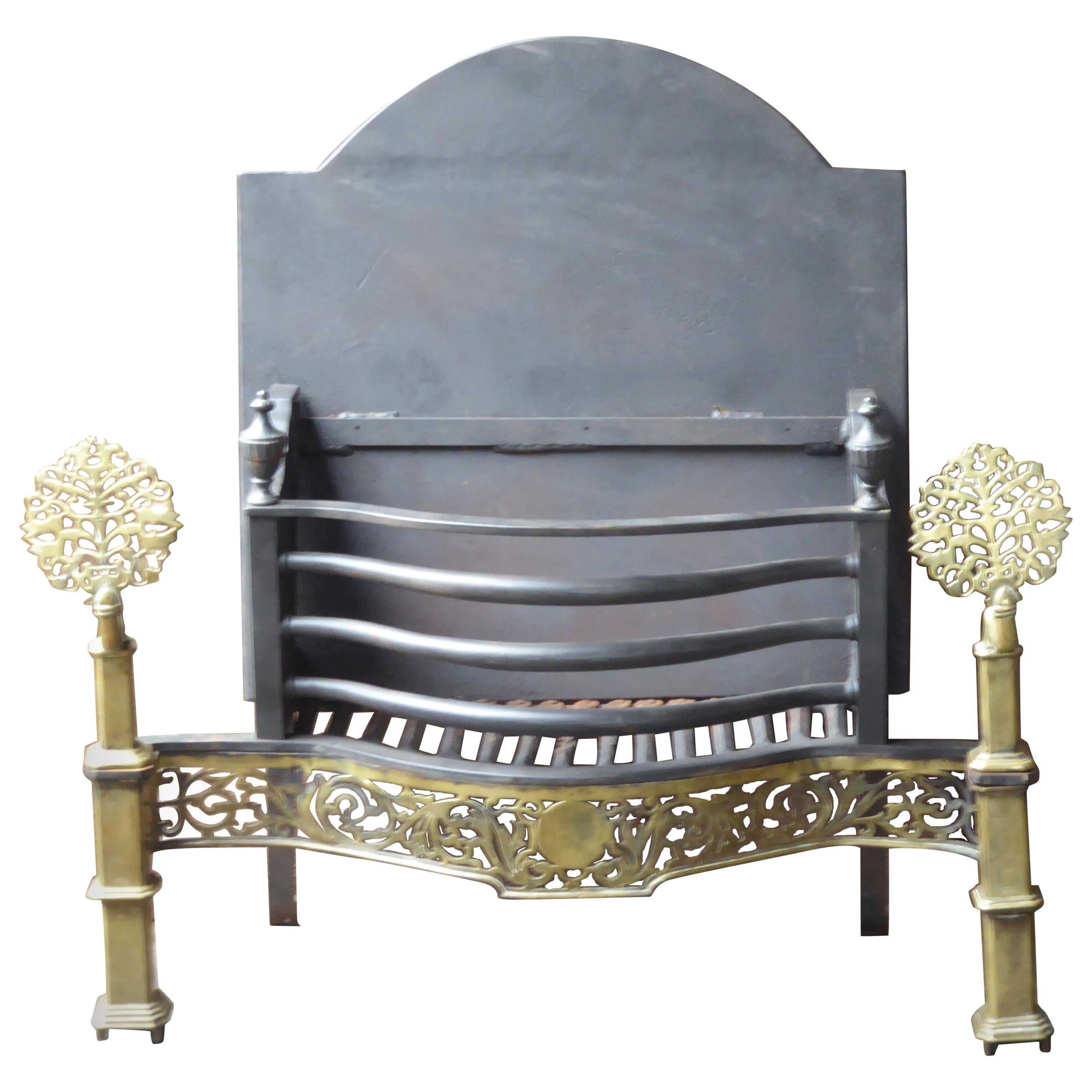 Exquisite English Art Nouveau Fireplace Grate, Fire Grate For Sale