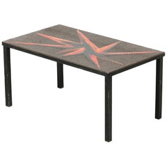 Small Side Table Enamelled Lava Stone Jean Jaffeux Style
