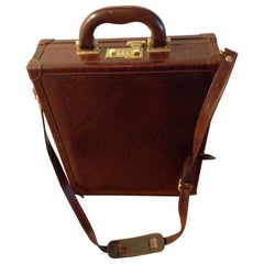 Aldo Raffa Brown Embossed Leather Vertical Briefcase