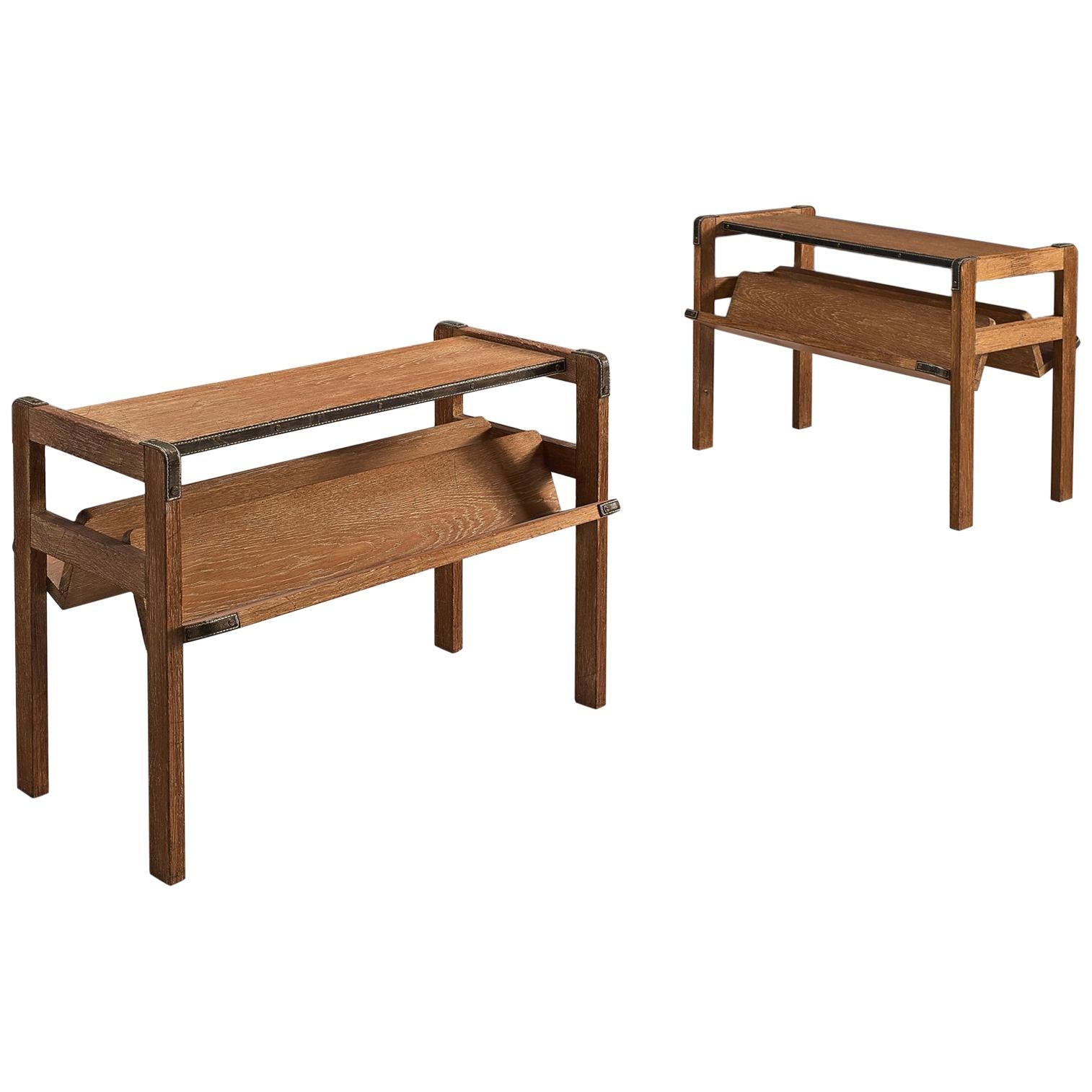Jacques Adnet Pair of Magazine Stands in Oak
