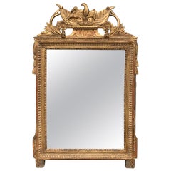 18th-19th Century Louis XVI Style Carved Giltwood Mirror with Eagle