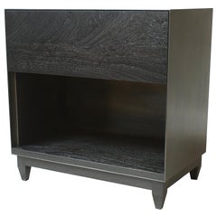Oxide, Blackened Steel and Walnut Bedside Table or Nightstand by Laylo Studio