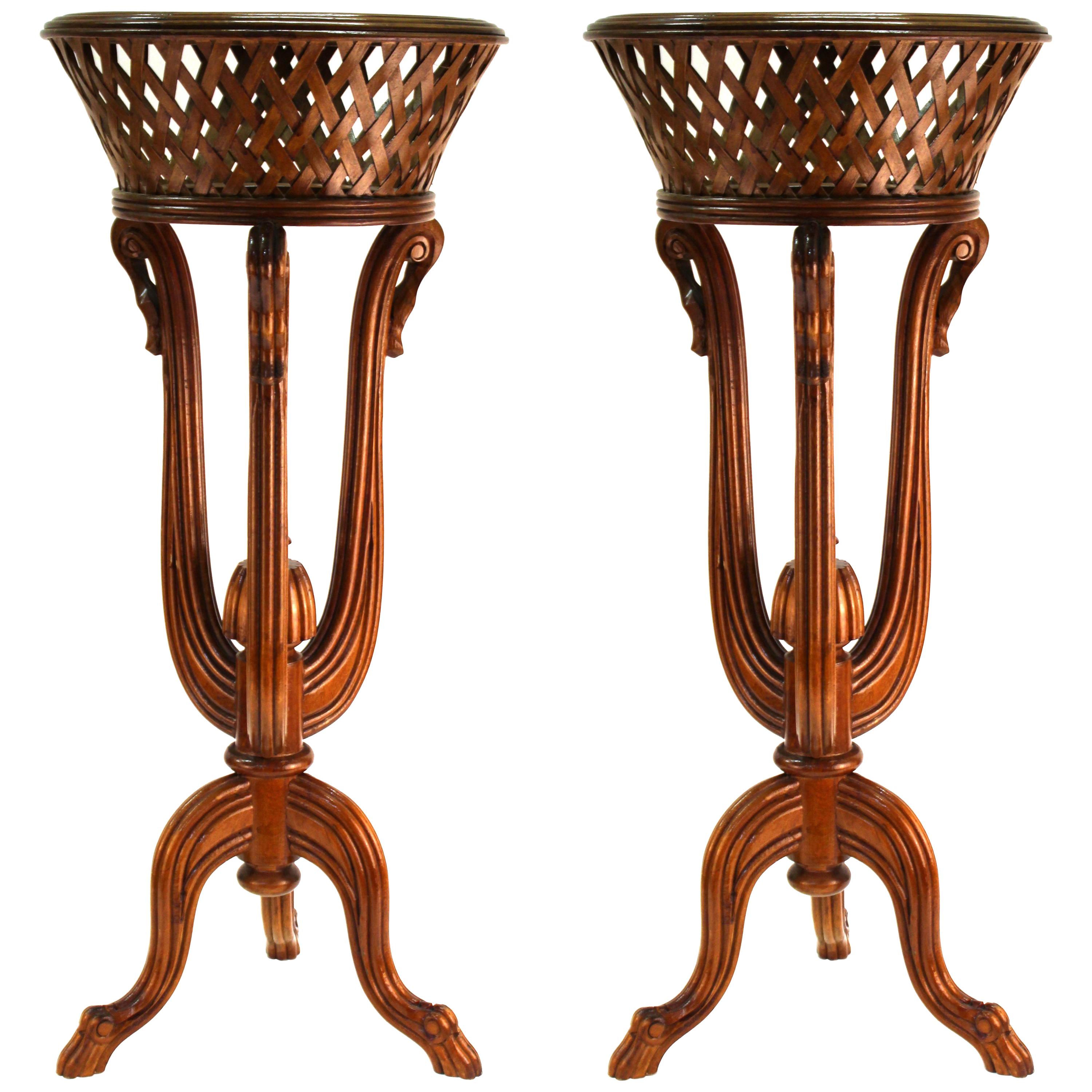 Victorian Revival Style Plant Stands in Wood