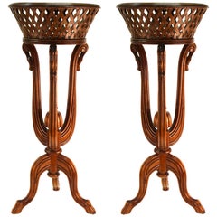 Vintage Victorian Revival Style Plant Stands in Wood