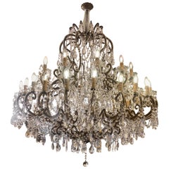 Antique Large Italian Traditional Florentine Two-Tiered 36 Arm Chandelier