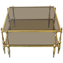 Retro 1980s French Brass and Glass Coffee Table